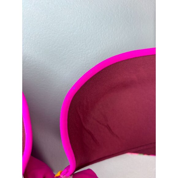 Aerie 34C women's purple‎ floral bikini top underwire push up halter swim top - Picture 5 of 8